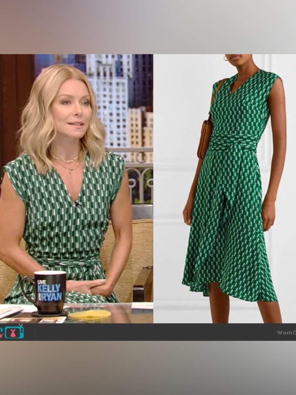 $440 CEFINN size US 4 Matilda Belted Printed Crepe Midi Dress ASO Kelly Ripa